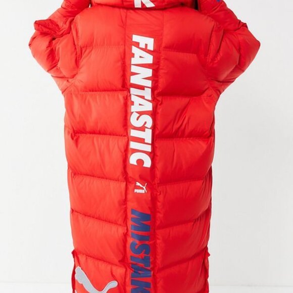 PUMA x ADER ERROR Hooded Button-Up Unisex Padded Down Coat Red S - Picture 9 of 10
